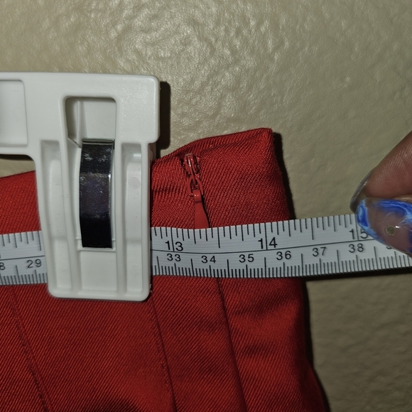 Red Pleated Skirt with White Stripes - Picture 8 of 10